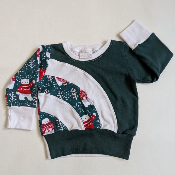 Handmade Winter Toddler Christmas T-Shirt Size 2T Green Red U.S. Made - Picture 2 of 8